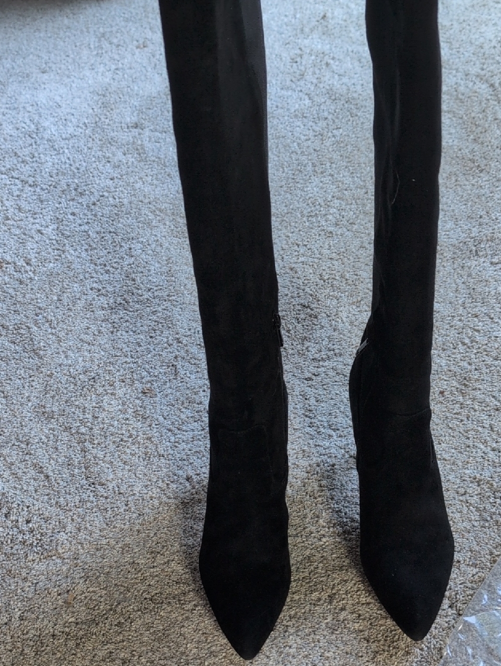 Sam Edelman Black Suede To The Knee Pointed Heel Boots